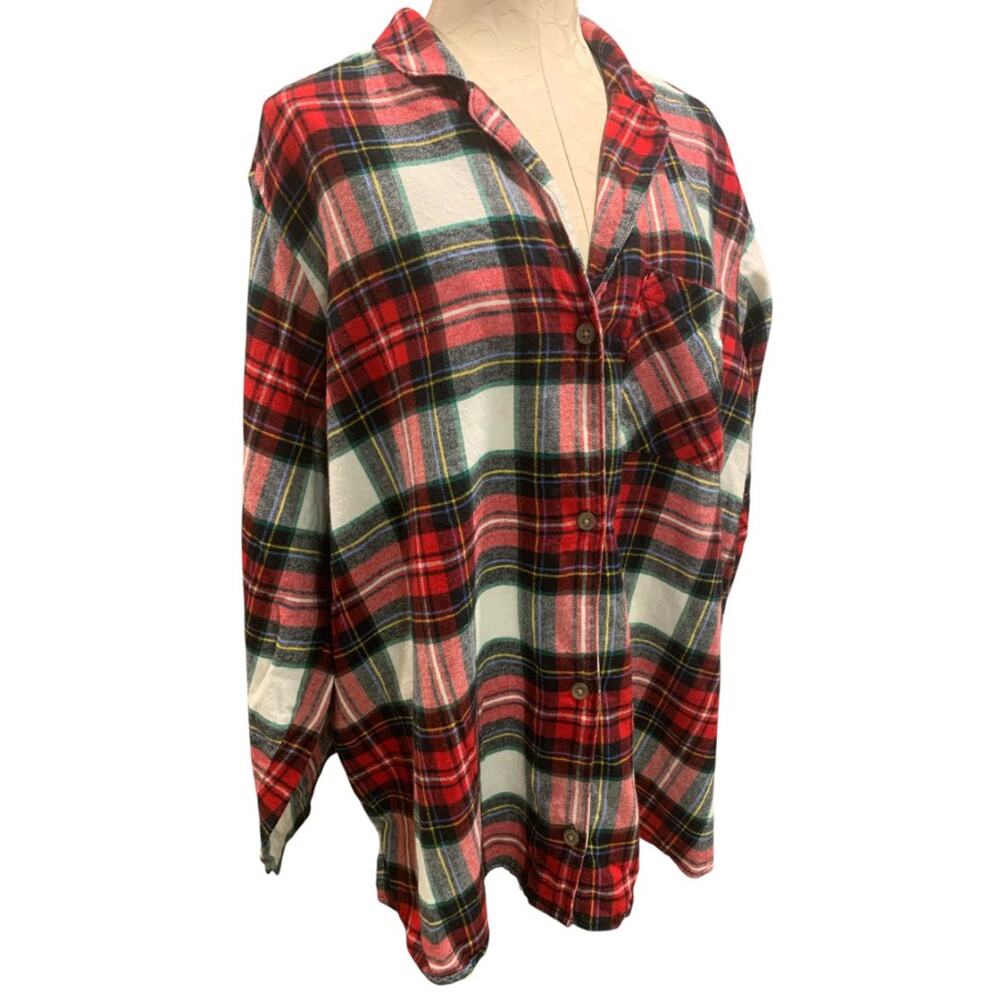 Size 3X Old Navy Womens Plus Size Flannel Button Up Shirt Red Plaid